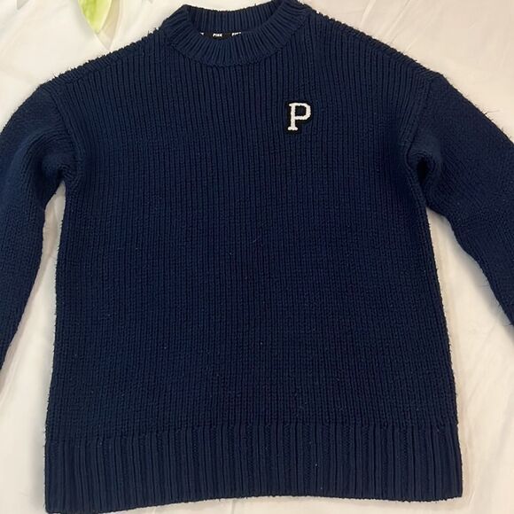 ⭐️pink navy blue crew knit sweater⭐️ - Picture 3 of 10